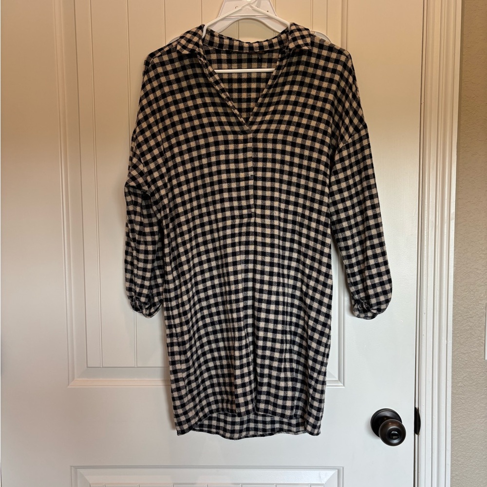 Zara Basic Gingham shirt dress